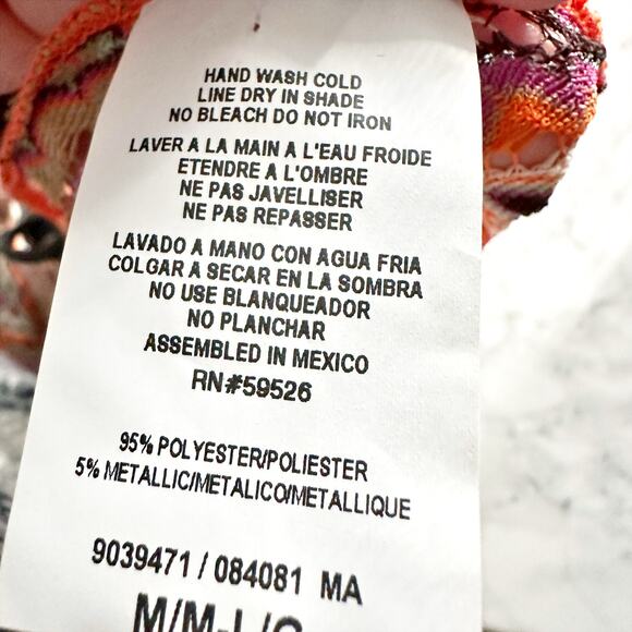 BECCA Sundown Crochet Knit Tunic Metallic Sheer Beach Cover Up Women's Size M/L - Picture 11 of 13